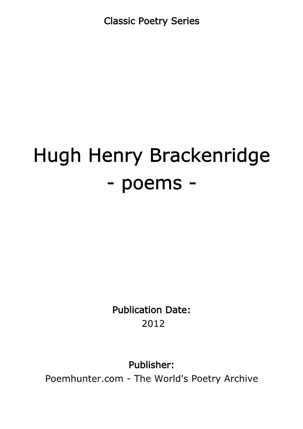 Hugh Henry Brackenridge - Poems