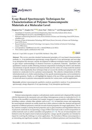 X-Ray-Based Spectroscopic Techniques for Characterization of Polymer Nanocomposite Materials at a Molecular Level