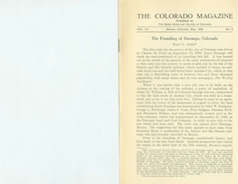 THE COLORADO MAGAZINE Published by the State Historical Soci Ety of Colorado