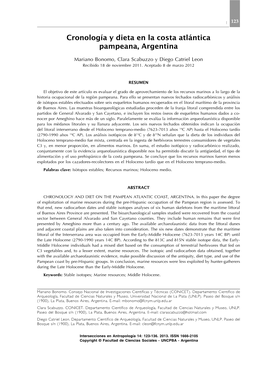 Cronología Y Dieta En La Costa Atlántica Pampeana, Argentina