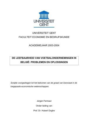 Universiteit Gent Faculteit Economie En Bedrijfskunde
