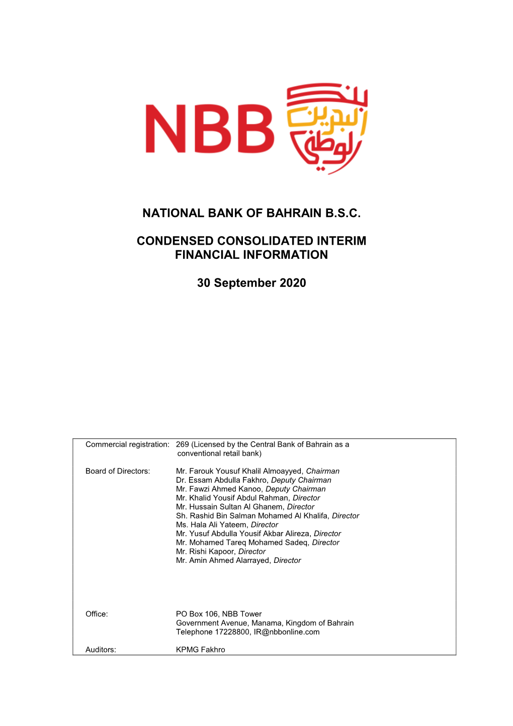 National Bank of Bahrain B.S.C. Condensed Consolidated