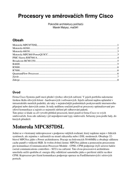 Procesory Ve Směrovačích Firmy Cisco Motorola MPC857DSL