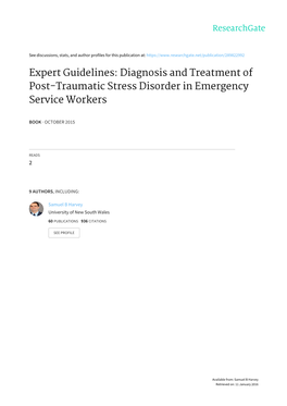 Expert Guidelines: Diagnosis and Treatment of Post-Traumatic Stress Disorder in Emergency Service Workers