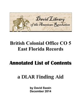 British Colonial Office East Florida Records Finding