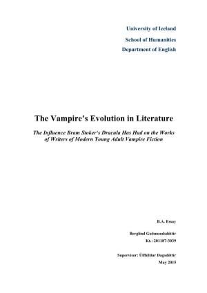 The Vampire's Evolution in Literature