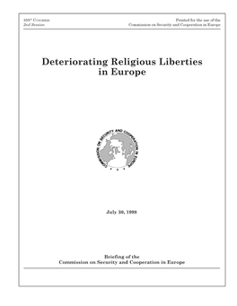Deteriorating Religious Liberties in Europe
