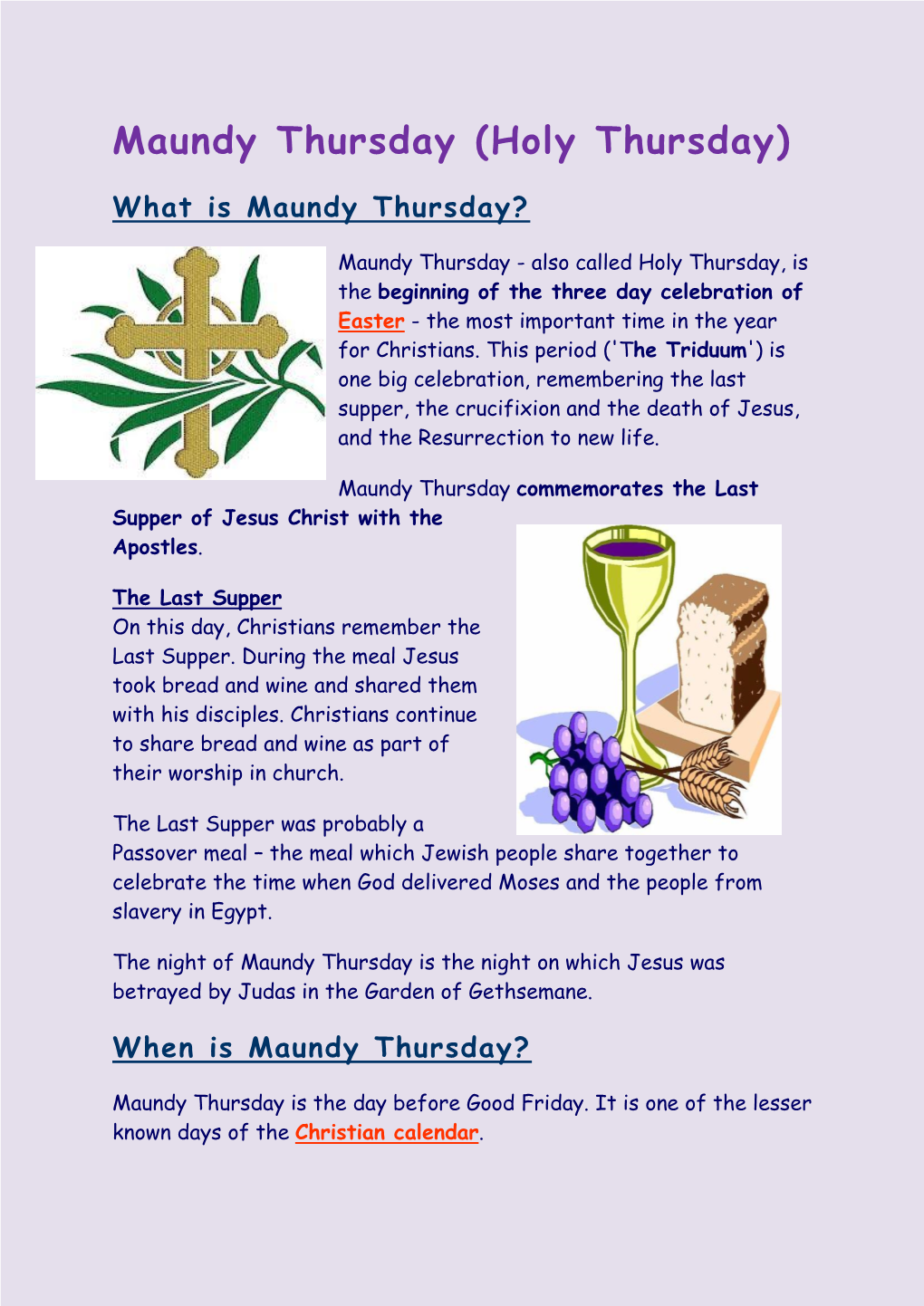 Maundy Thursday (Holy Thursday)