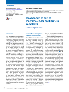 Ion Channels As Part of Macromolecular Multiprotein Complexes Clinical Signiﬁcance