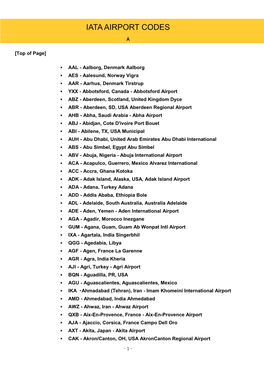 Iata Airport Codes Aaa