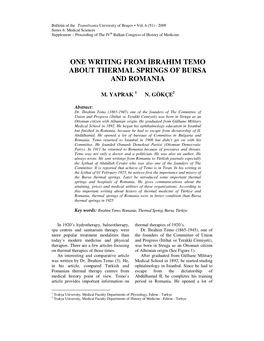 One Writing from Ibrahim Temo About Thermal Springs Of
