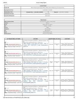 Officer Incharge of the Depot & Contact : Shri. G. Sivanna, FRO