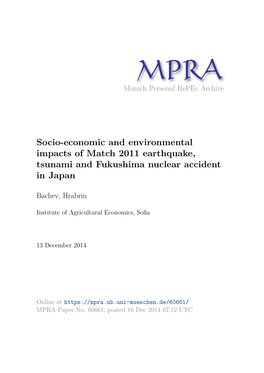 Socio-Economic and Environmental Impacts of Match 2011 Earthquake, Tsunami and Fukushima Nuclear Accident in Japan