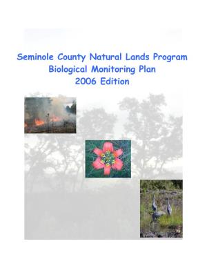 Seminole County Natural Lands Program Biological Monitoring Plan 2006 Edition