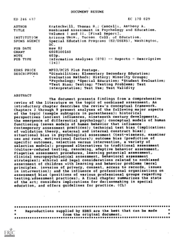 Assessment Biai (Positions of Various Professional Groups Regarding Testing/Aisessment Practices)