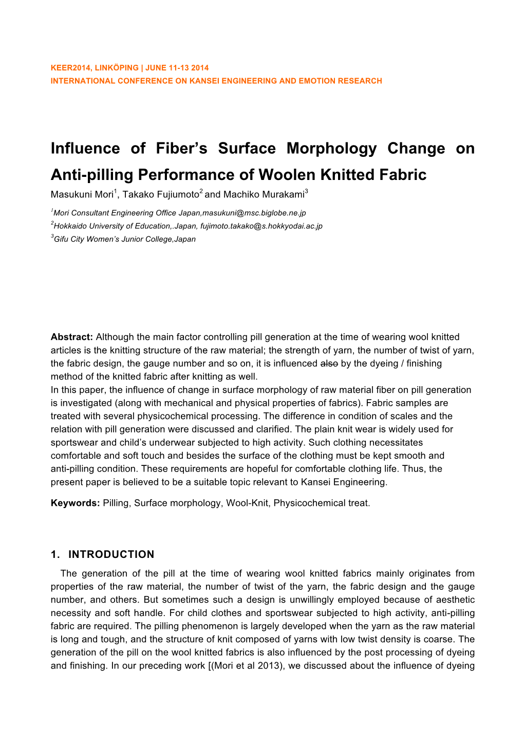 Influence of Fiber's Surface Morphology Change on Anti-Pilling