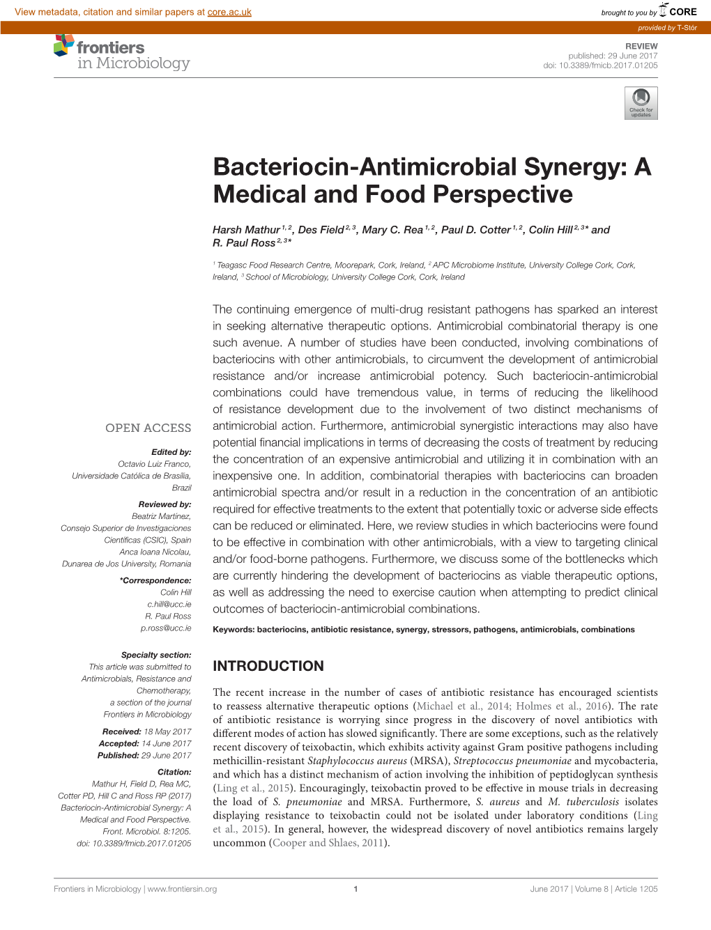 Bacteriocin-Antimicrobial Synergy: a Medical and Food Perspective