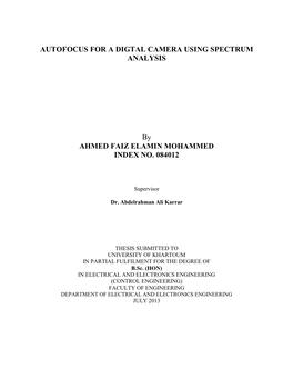 Autofocus for a Digtal Camera Using Spectrum Analysis