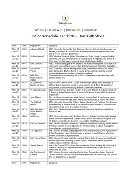 TPTV Schedule Jan 13Th – Jan 19Th 2020