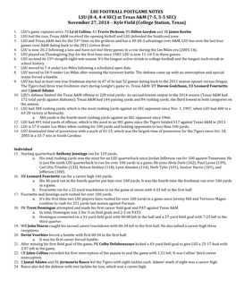 LSU FOOTBALL POSTGAME NOTES LSU (8-4, 4-4 SEC) at Texas