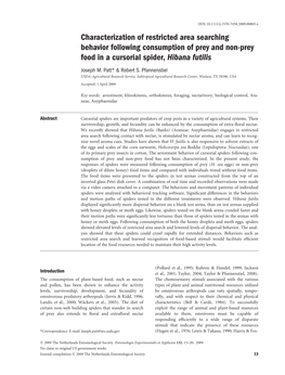 Characterization of Restricted Area Searching Behavior Following Consumption of Prey and Non-Prey Food in a Cursorial Spider, Hibana Futilis