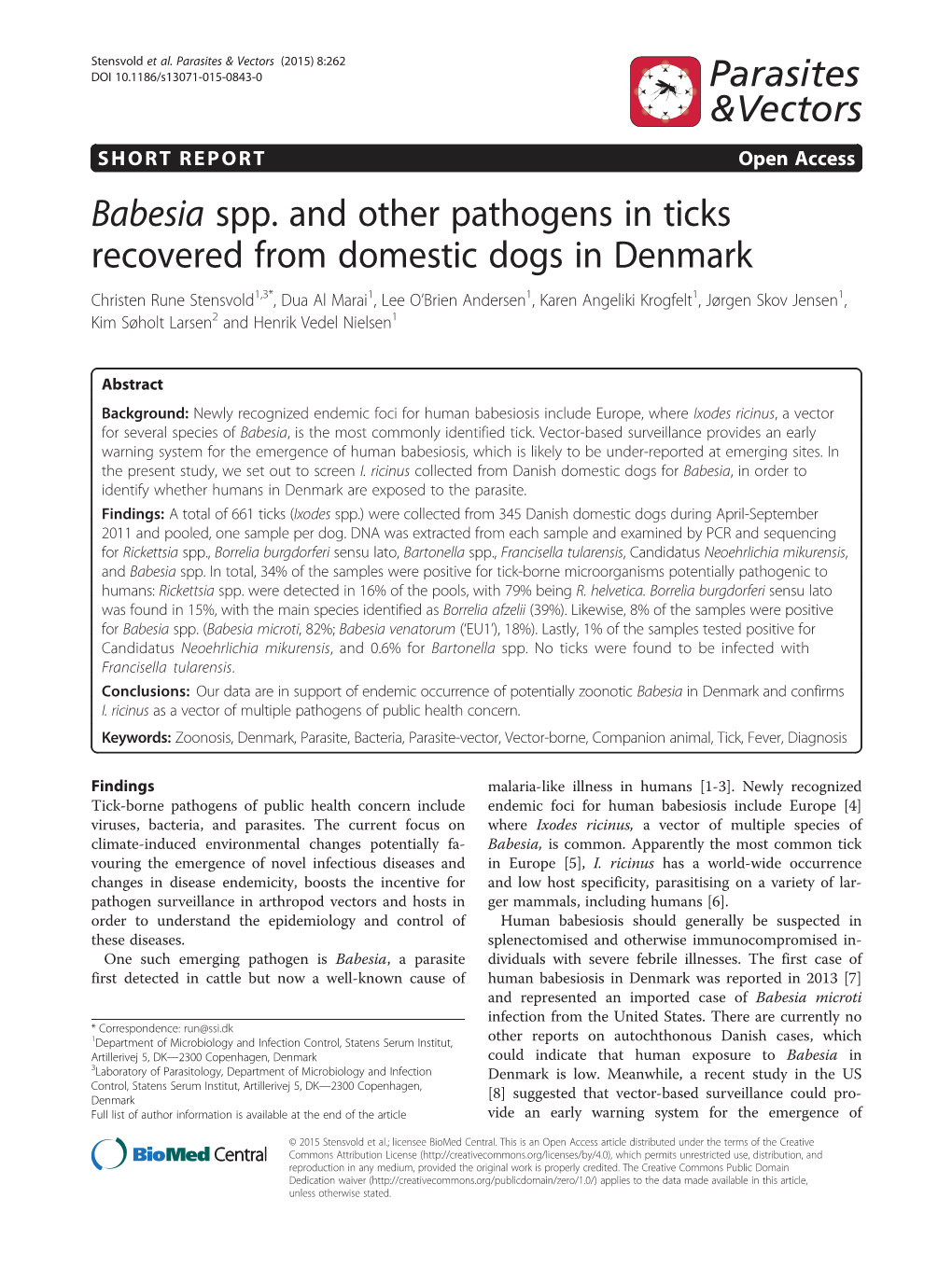Babesia Spp. and Other Pathogens in Ticks Recovered from Domestic Dogs