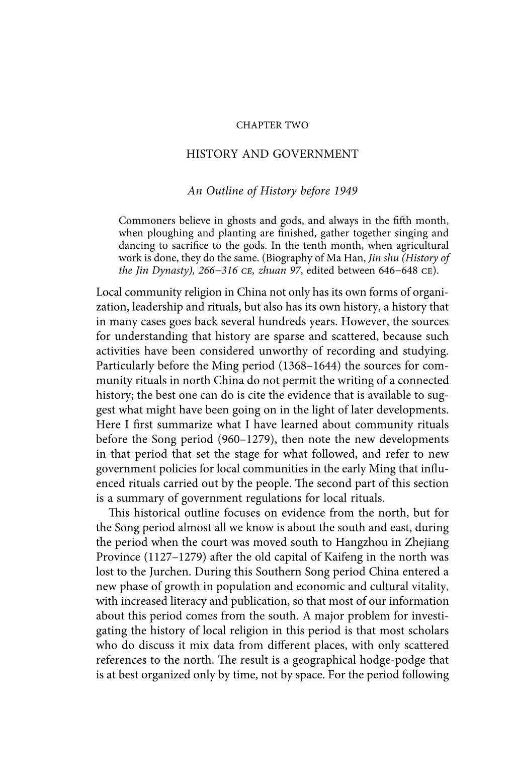 HISTORY and GOVERNMENT an Outline of History Before 1949