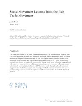 Social Movement Lessons from the Fair Trade Movement