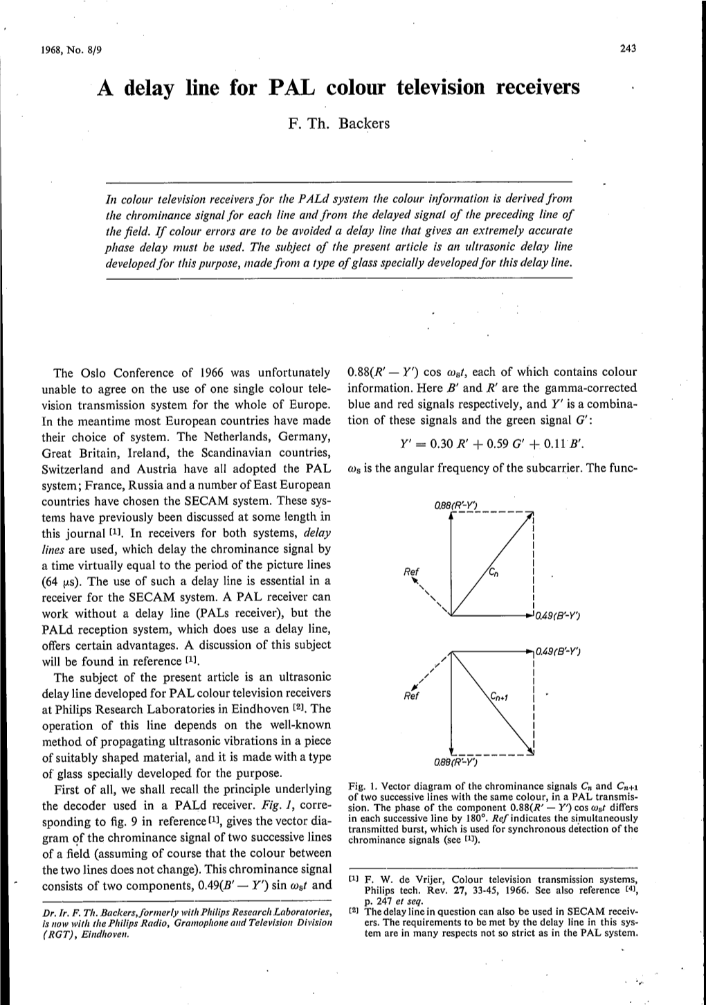 A Delay Line for PAL Colour Television Receivers