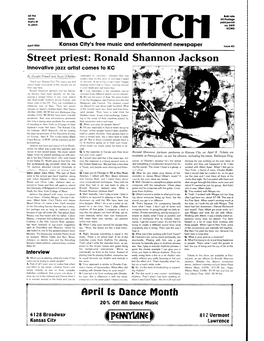 April 1984 Kansas City's Free Music and Entertainment Newspaper Issue 40 Street Priest: Ronald Shannon Jackson Innovative Jazz Artist Comes to KC