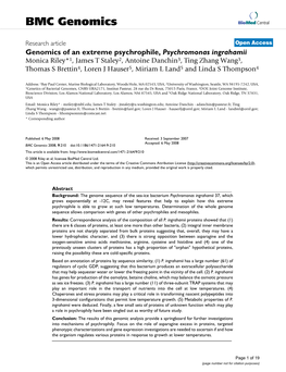 Genomics of an Extreme Psychrophile, Psychromonas