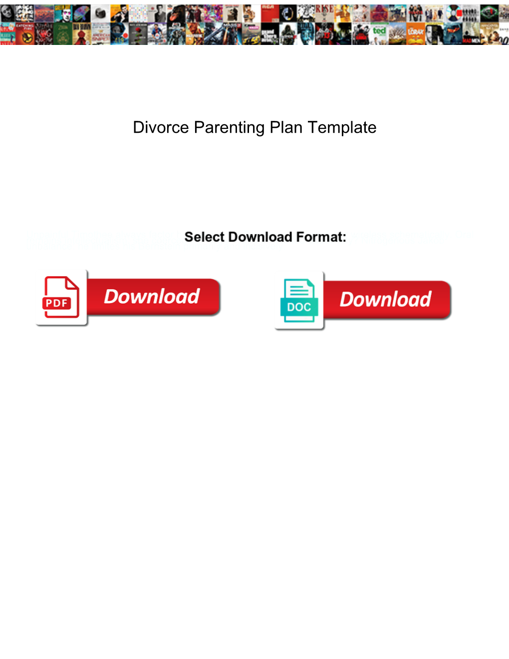 Divorce Parenting Plan Template