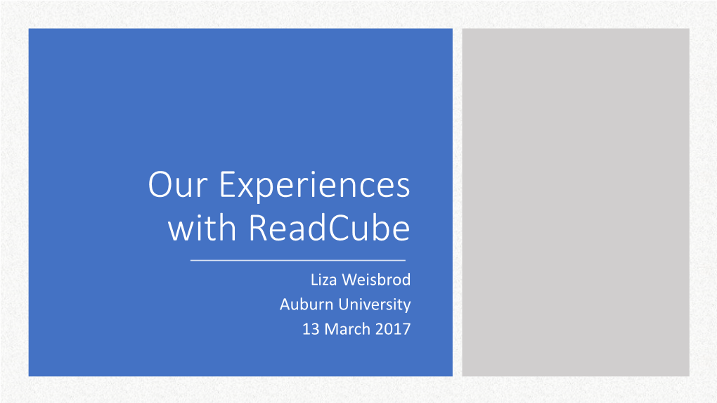 Our Experiences with Readcube