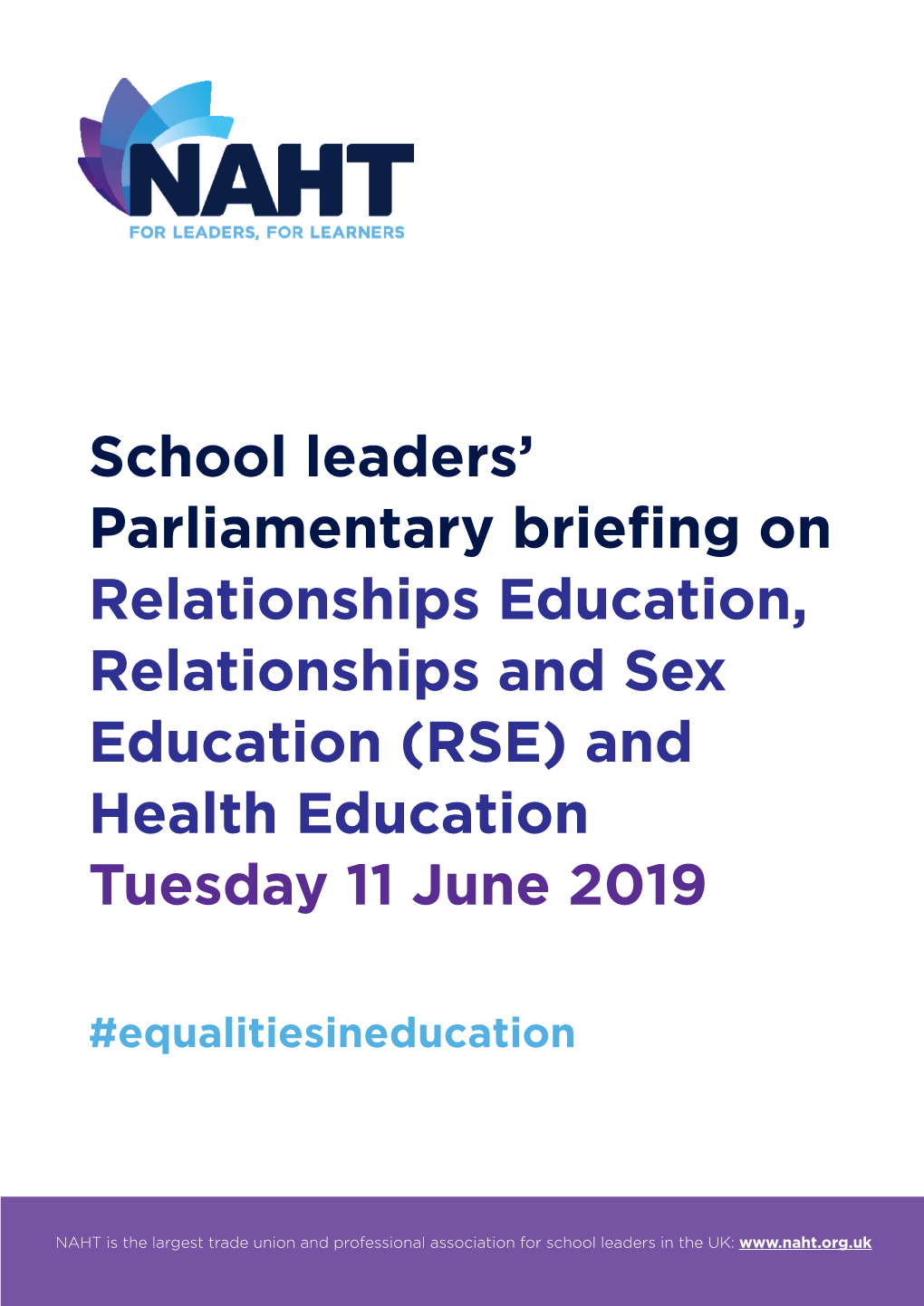 School Leaders' Parliamentary Briefing on Relationships