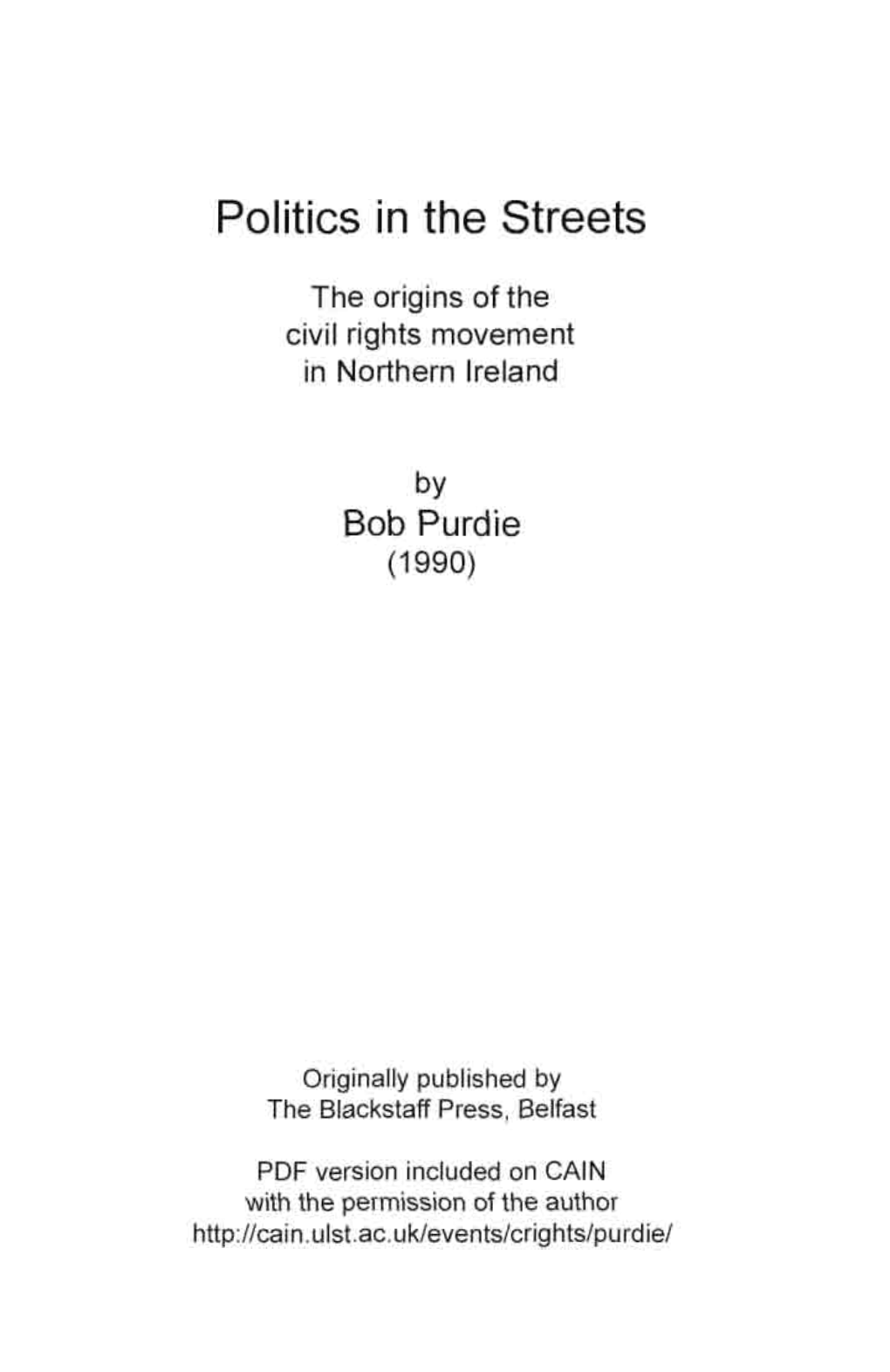 PDF Version Included on Caln with the Permission of the Author the NORTHERN IRELAND CIVIL RIGHTS ASSOCIATION