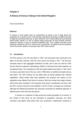 Chapter 2 a History of Census Taking in the United Kingdom