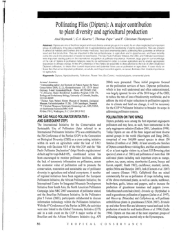 Pollinating Flies (Diptera): a Major Contribution to Plant Diversity and Agricultural Production Axel Ssymank', C.A