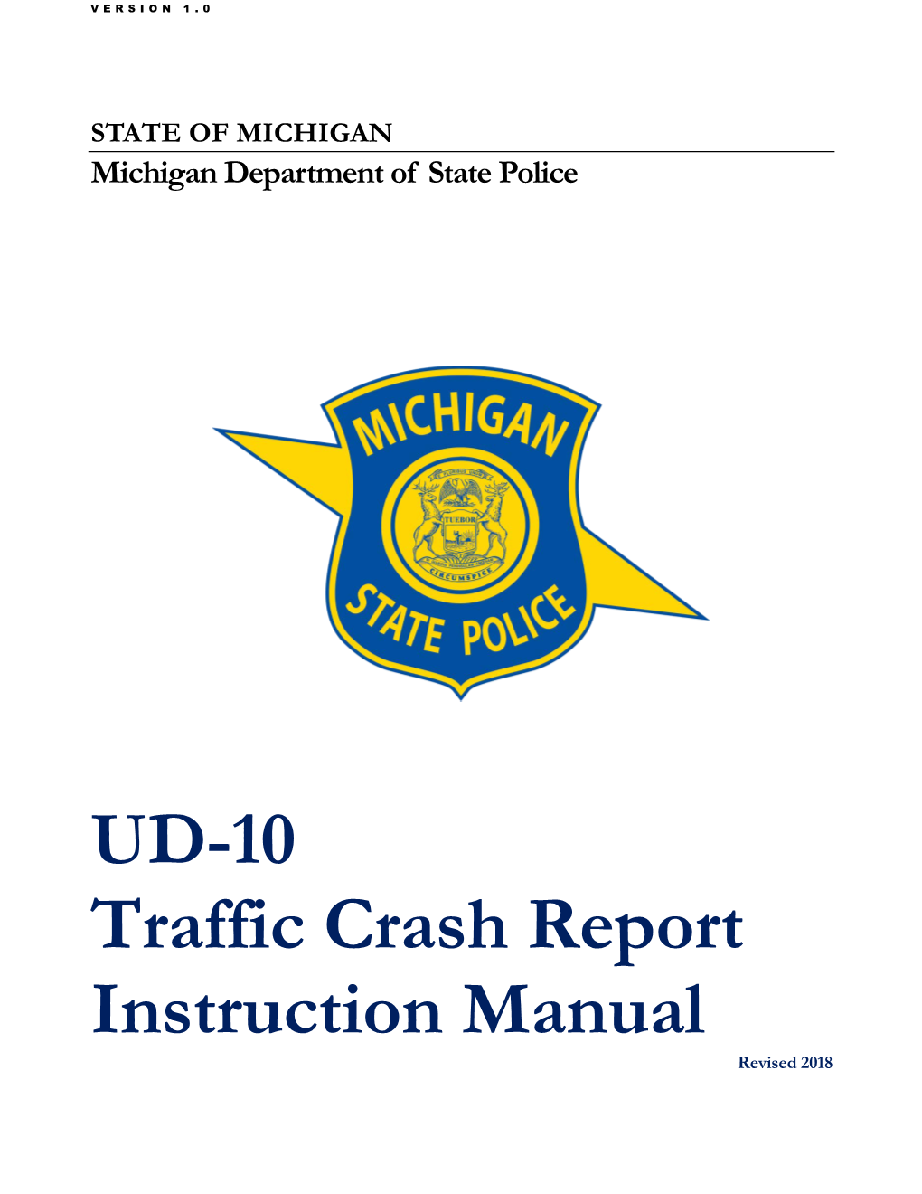 UD-10 Traffic Crash Report Instruction Manual