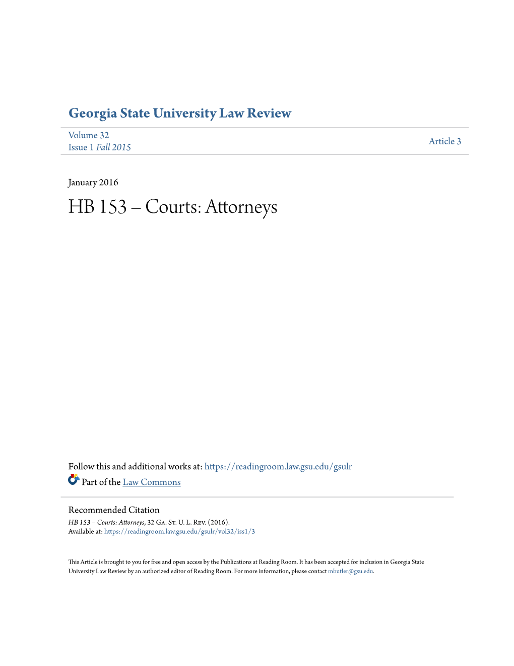 HB 153 – Courts: Attorneys