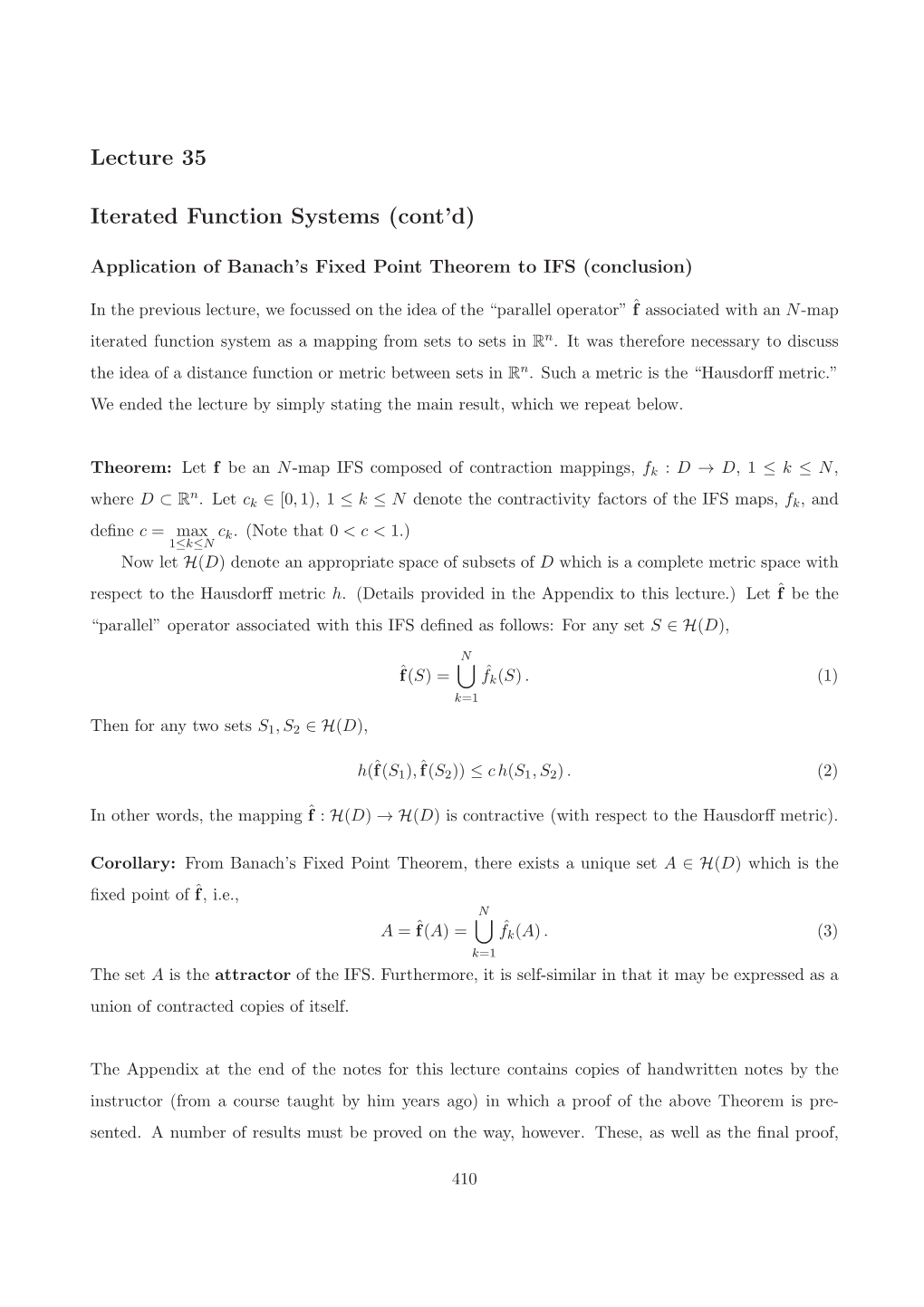 Lecture 35 Iterated Function Systems