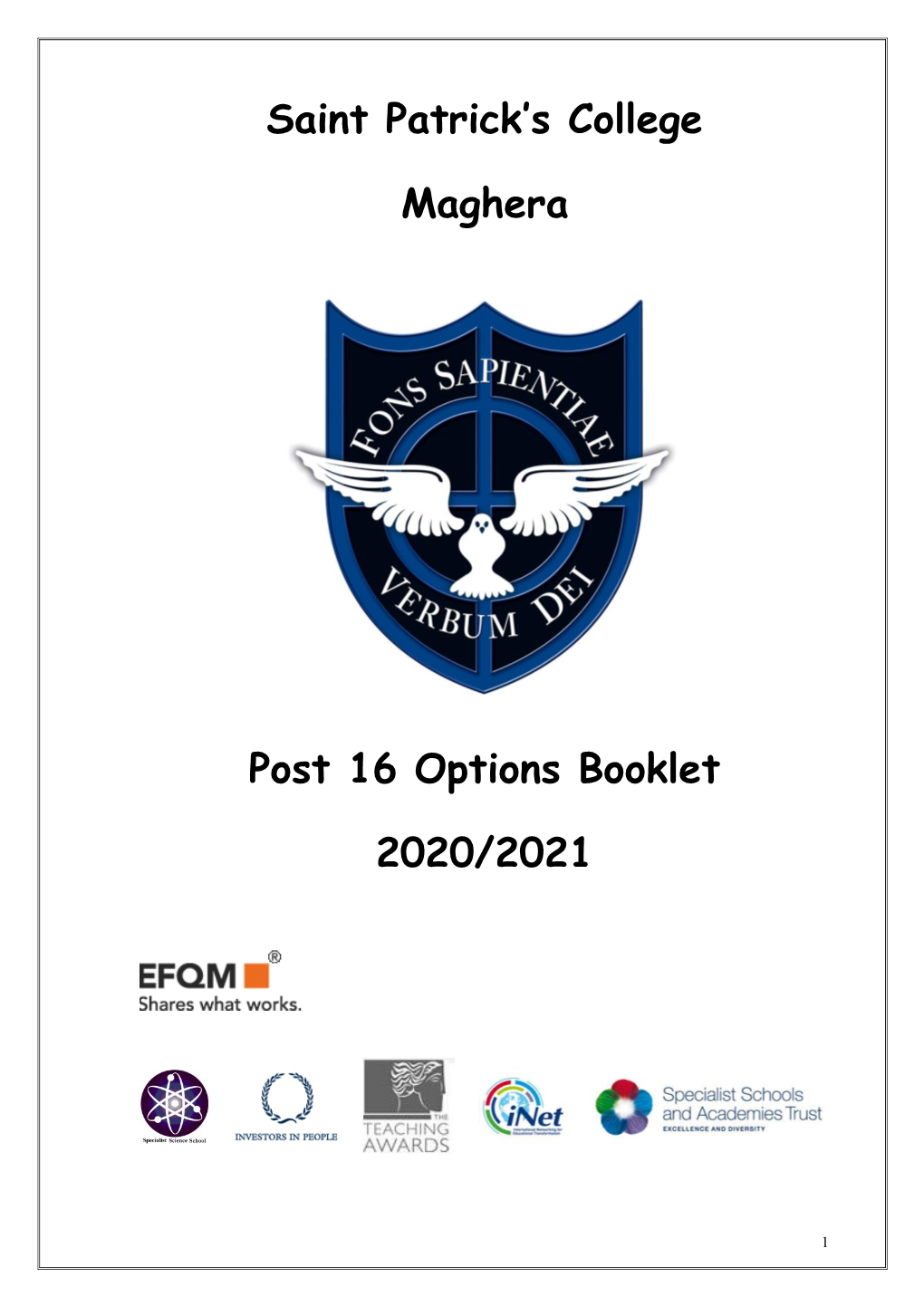 Saint Patrick's College Maghera Post 16 Options Booklet 2020/2021