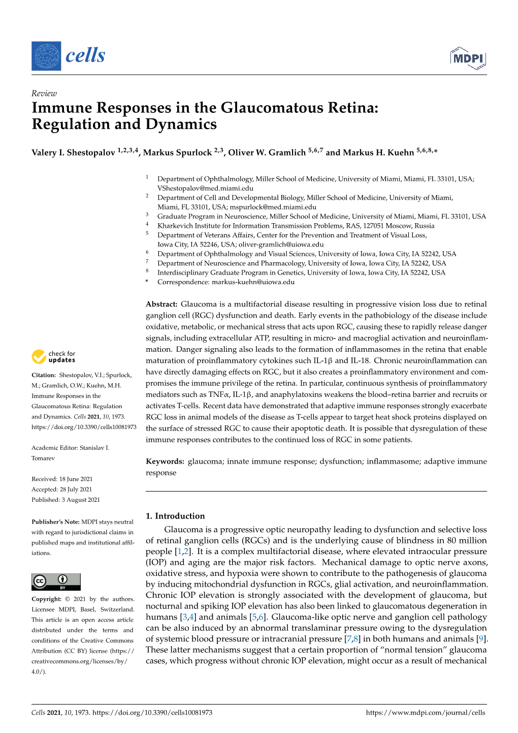 Immune Responses in the Glaucomatous Retina: Regulation and Dynamics