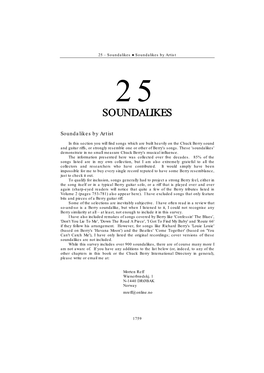 Soundalikes Ɣ Soundalikes by Artist 25 SOUNDALIKES