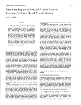 First-Year Impact of Reduced Transit Fares on Southern California Rapid Transit District