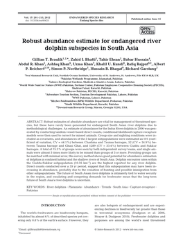 Robust Abundance Estimate for Endangered River Dolphin Subspecies in South Asia