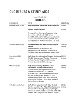 GLC Bibles & Study Aids