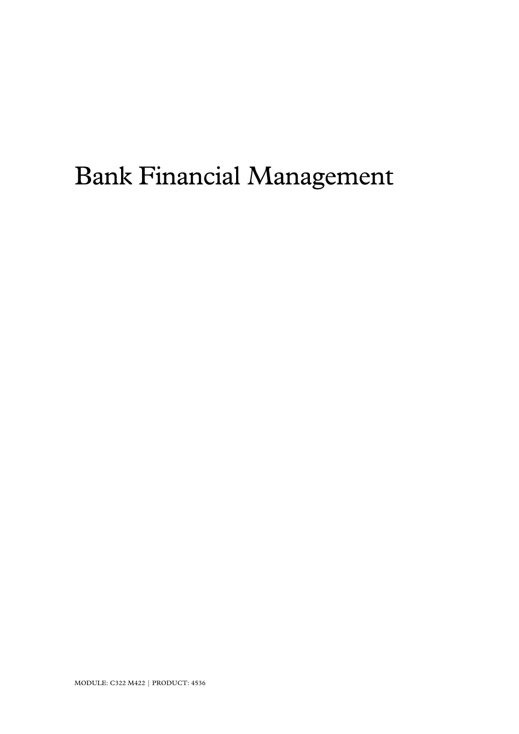 Bank Financial Management Sample