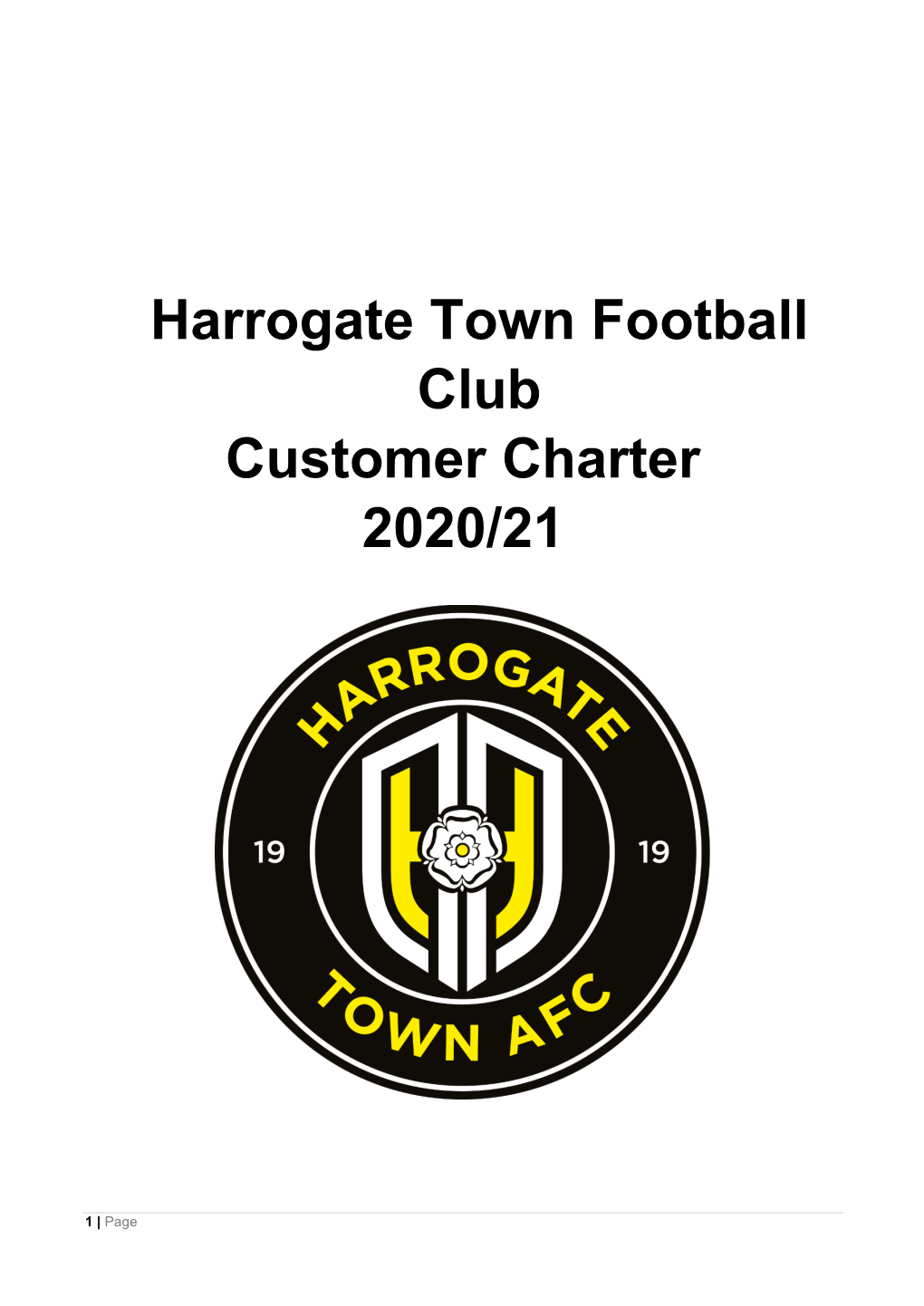 Harrogate Town Football Club Customer Charter 2020/21