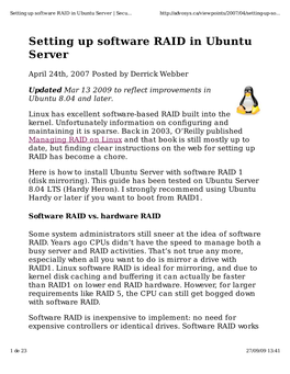 Setting up Software RAID in Ubuntu Server | Secu