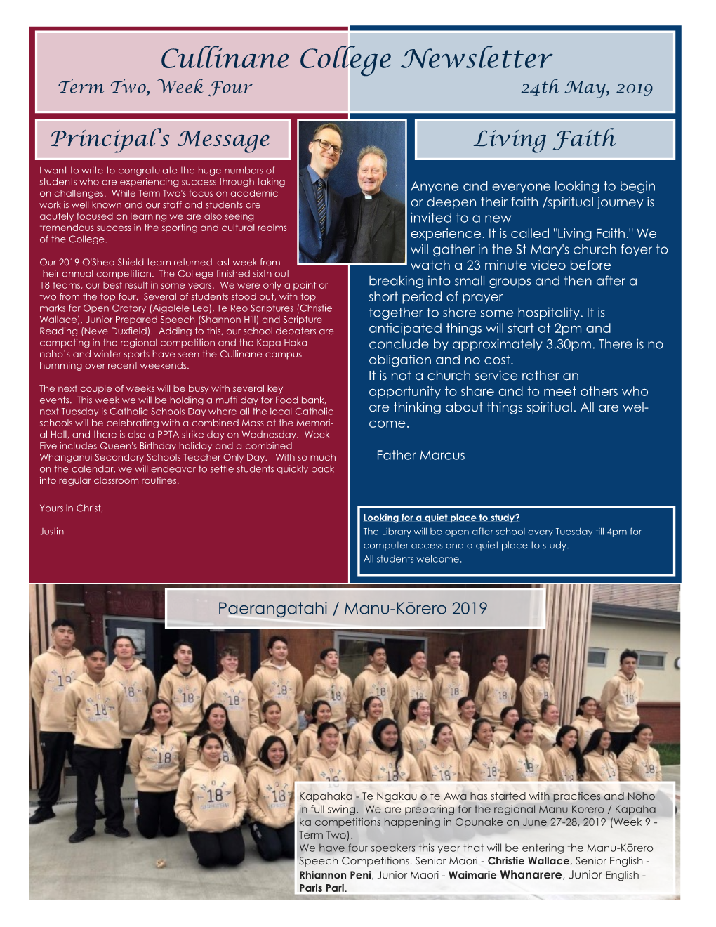 Cullinane College Newsletter Term Two, Week Four 24Th May, 2019
